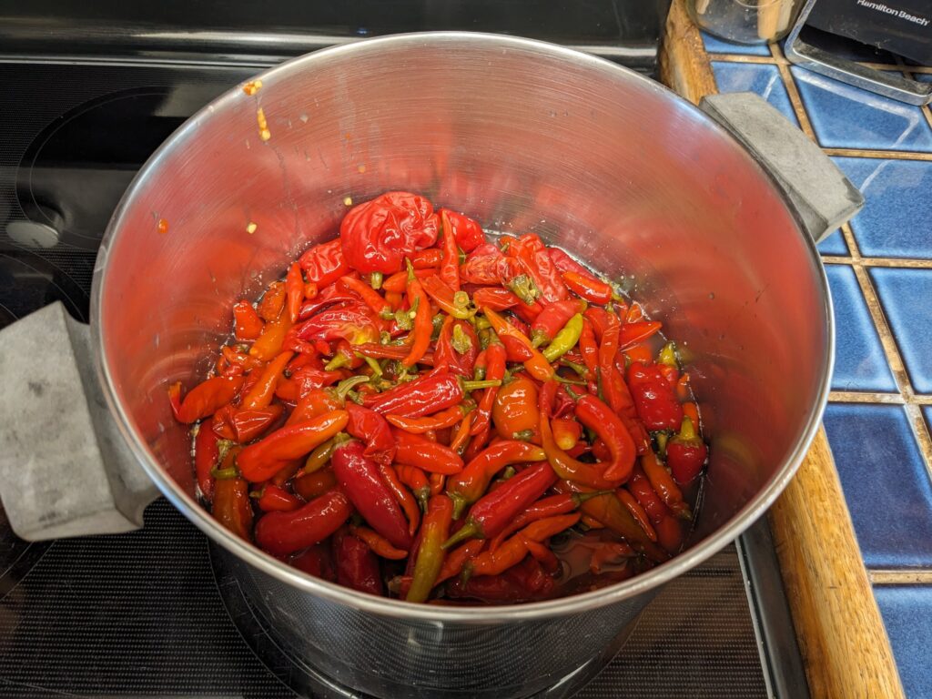 hot peppers in a pot